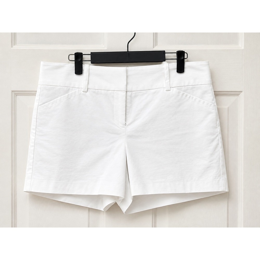 Ann Taylor Signature White Stretch Cotton Shorts Size 8 Preppy Classic Summer - Picture 1 of 7
